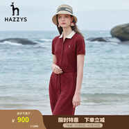 哈吉斯（HAZZYS）女裝 夏季款女士薄款收腰雅致大方Polo領(lǐng)連衣裙AQWSE03BF01 酒紅色WN L (165/88A 40)