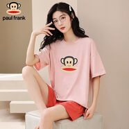 大嘴猴（paul frank）夏季薄款純棉睡衣女短袖長褲兩件套裝圓領寬松女士家居服 2231W粉紅 M