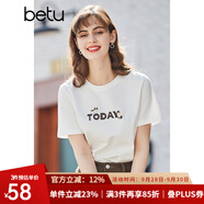 betu百圖女裝春裝新款寬松韓版卡通印花短袖T恤ins潮JD2102T08 白色 M