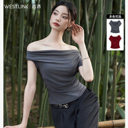 西遇（Westlink）慵懶感基礎款短袖T恤女2024夏季通勤風(fēng)上衣 灰色 S
