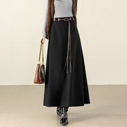 TERRE BLEUE【2025年冬季新款】簡(jiǎn)約A字長(cháng)裙時(shí)尚優(yōu)雅純色毛呢設計半身裙