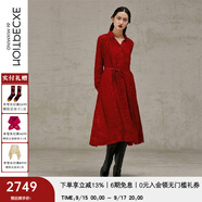 例外（EXCEPTION）新中式春秋款系帶浮雕提花設計寬松氣質(zhì)長(cháng)袖連衣裙 大紅1/55 M