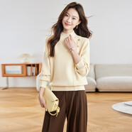 恰凡（QIAFAN）2025新款半高領(lǐng)長(cháng)袖針織衫女士秋冬高級感內搭毛衣修身上衣打底衫 米白 M