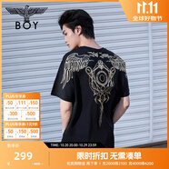 BOY LONDON【暗黑羅盤(pán)】夏情侶款短袖權(quán)杖印花炸街潮牌T恤N01906 N0103902 M