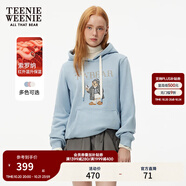 Teenie Weenie小熊秋冬裝學(xué)院風(fēng)藍(lán)色T恤索羅娜加絨連帽衛(wèi)衣套頭衫 淺藍(lán)色 M (165)