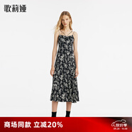 歌莉婭連衣裙女春季新款設計感黑白印花吊帶裙氣質(zhì)長(cháng)裙1C2R4K640 83D黑底印花 S
