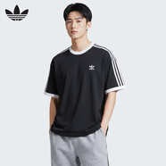 阿迪達(dá)斯 （adidas）三葉草男女款 3-STRIPES TEE 短袖 KB2459 黑色 L