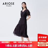 艾諾絲雅詩商場同款夏季新品時尚高腰鏤空設(shè)計高腰連衣裙20519041 黑色 M