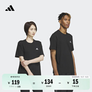 adidas情侶休閑純棉上衣圓領(lǐng)短袖T恤男女夏季阿迪達(dá)斯官方輕運(yùn)動(dòng) 黑色 XL