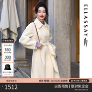歌力思（ELLASSAY）【11.11預售】新年戰(zhàn)袍純羊毛冬季白色高級雙面羊毛毛呢大衣 珠光白 L