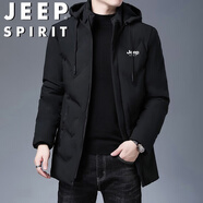JEEP SPIRIT吉普棉衣男棉服長(cháng)袖保暖外套冬季加厚夾克上衣潮流連帽 黑色 3XL