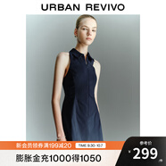 UR2025春季新款女裝學院風超短款拉鏈無袖連衣裙UYU750030 藏青 S