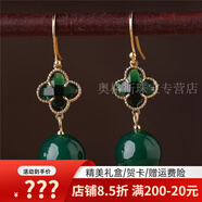 詩筠（SHIJUN）品牌新潮款耳環(huán)歐美夸張氣質(zhì)耳飾復古風耳夾瑪瑙耳墜女裝飾品時尚 925銀鍍金耳鉤