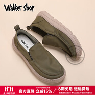 Walker Shop男士帆布鞋樂(lè)福鞋2025新款男鞋男士一腳蹬懶人鞋低幫透氣舒適布鞋 綠色 40