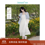 茵曼（INMAN）夏季提花肌理女裝純色吊帶連衣裙顯瘦百搭風(fēng)中長(zhǎng)裙子 田園杏 S