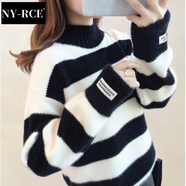 NY-RCE毛衣女2025冬季新款高品質(zhì)高領(lǐng)加厚寬松款秋冬短款潮流百搭針織衫 粉色半高領(lǐng) (保暖)  加厚 均碼