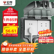 公牛（BULL）開關(guān)插座 86型防水開關(guān)面板盒防水罩插座浴室防水盒 F08 明裝兩位