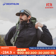 迪卡儂（DECATHLON）男士夾克軟殼男士夾克男加絨軟殼衣男抓絨保暖防風(fēng)防潑水MT100 黑色 2XL