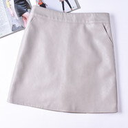 歐洲站2025秋冬新款綿羊皮短裙真皮皮裙女中腰包臀a字半身裙子 米杏色 S