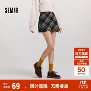 森馬（Semir）半身裙女格紋A字裙復(fù)古文藝冬俏皮短裙小個子學(xué)院風(fēng)101724120008