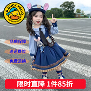 G.duck童裝洛麗塔公主裙女童連衣裙春秋季新款朱迪兔子警官生日禮服兒童 兔耳朵款朱迪長(cháng)袖兩件套【不加絨】 150 尺碼11~12歲【140-150cm】