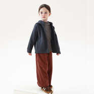 允兒媽寶寶冬季加絨加厚連帽衛衣開(kāi)衫 允兒媽女童2025新款山系外套上衣 墨色 現貨 110