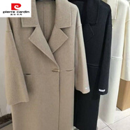 皮爾卡丹（pierre cardin）紫淑雙面時(shí)尚大衣女秋冬新款中長(cháng)款長(cháng)毛牛角扣過(guò)膝時(shí)尚感毛呢 燕麥色 S 建議90-120斤