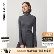 朗姿【王楚然同款】純羊毛高領(lǐng)針織衫秋冬內(nèi)搭打底上衣曠野美拉德 深灰色2 M