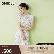 SNIDEL【明星同款】2025春夏新品小飛袖雪紡百褶碎花連衣裙SWFO251073 藍(lán)色 S (0)