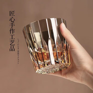 半笙星芒杯江戶(hù)切子水晶玻璃杯威士忌洋酒杯家用送禮收藏級輕奢工藝品 純手作_水晶星芒杯(木盒裝) 280ml 1只