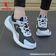 喬丹QIAODAN女鞋跑步鞋女2025新款皮面防水休閑鞋老爹鞋女運動(dòng)鞋 喬丹白/黑色-222F 39
