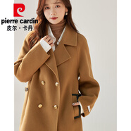 皮爾卡丹（pierre cardin）2025年秋冬季新款韓版灰色小西裝雙面呢羊毛大衣女中長(cháng)款毛呢外套 秋香駝 S