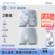 愛慕兒童新品棉底襠抗菌莫代爾兒童內(nèi)褲男女童平角內(nèi)褲2條裝A類薄透氣短褲 男-波譜恐龍 2條 110 （30-42斤）