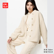 優(yōu)衣庫女裝男裝仿羊羔絨搖粒絨休閑開(kāi)衫長(cháng)袖寬松外套冬新款479616 01 乳白色 S /155/80A