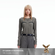 RE'VAN芮范冬季新品設(shè)計(jì)師款復(fù)古歐根紗拼接打底衫RN90801063 灰色 S/36