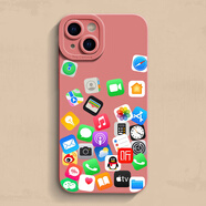 RANRZLins創(chuàng  )意圖標蘋(píng)果16手機殼適用iPhone15/14硅膠13軟殼12/11promax全包xsmax防摔xr新款78plus磨砂se 粉色-蘋(píng)果圖標 iPhone_11