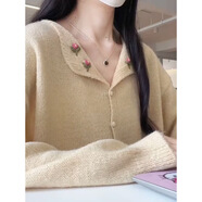 京峋搭翻領(lǐng)長(cháng)袖針織衫女2025新款甜美減齡軟糯毛秋冬 黃色 均碼