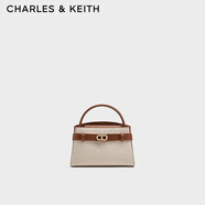 CHARLES&KEITH鱷魚紋凱莉包手提斜挎婚包包女包生日禮物CK2-50270880-1 CK2-50270880-2灰褐色/米色（新色） S