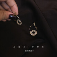 映棠販賣焦慮｜法式超閃水晶覆古氣質(zhì)小耳墜圓圈通勤小眾高級感耳環(huán)女 金色圈圈水晶一款兩戴耳環(huán)一對鍍