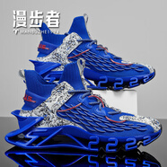 漫步者2025春秋新款男鞋運動(dòng)鞋男夏飛織時(shí)尚潮流男士休閑跑步鞋子男潮鞋 寶藍 44