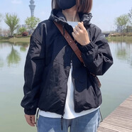 semir森馬春秋新款短款小個(gè)子上衣夾克雙拉鏈沖鋒衣女士短外套爆款女裝 黑色 森馬 L (100) (建議斤-115斤)