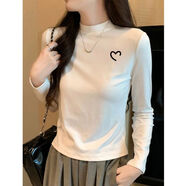 妃麗慕尚春秋季新款時(shí)尚減齡半高領(lǐng)白色長(cháng)袖T恤女裝修身小個(gè)子上衣打底衫 1752-497白色 S 建議90斤以?xún)?
                                         title=