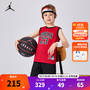 NIKE JORDAN 耐克AJ籃球服套裝23號球衣夏季兒童籃球背心+短褲2件套 正黑色 130 /64 【建議身高116-122cm】