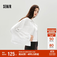 森馬（Semir）外套女秋短款蕾絲寬松蝙蝠袖棉麻立領(lǐng)2025小清新夾克10A525108002