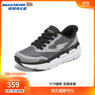 Skechers斯凱奇云馳閃穿跑鞋男童輕盈舒適透氣一腳蹬休閑運(yùn)動(dòng)鞋405298L 炭灰色/CHAR 34