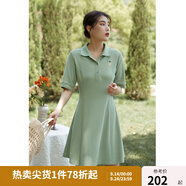 獨束【長短可選】大碼女裝POLO領(lǐng)連衣裙夏新款微胖mm遮肉顯瘦 綠色 4XL