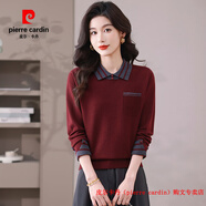 皮爾卡丹（pierre cardin）品牌高檔輕奢純羊毛衫女洋氣上衣翻領(lǐng)針織毛衣春秋中年媽媽打底羊 品牌高端新品-安哥拉紅 98987 2XL