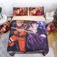 火影忍者床上四件套來(lái)圖定制春夏卡通動(dòng)漫海賊王宿舍三件套學(xué)生被 鳴人vs佐助 床單款 親膚韓棉1.2米床三件套被套150*20