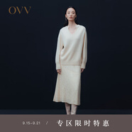 OVV2022秋冬新款女裝肌理提花A字廓形優(yōu)雅半身裙單裙 米黃花紋B2 XL