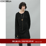 COCOBELLA細閃銀蔥雪尼爾針織連衣裙秋冬寬松休閑粗針毛衣裙FR138 黑色 XL